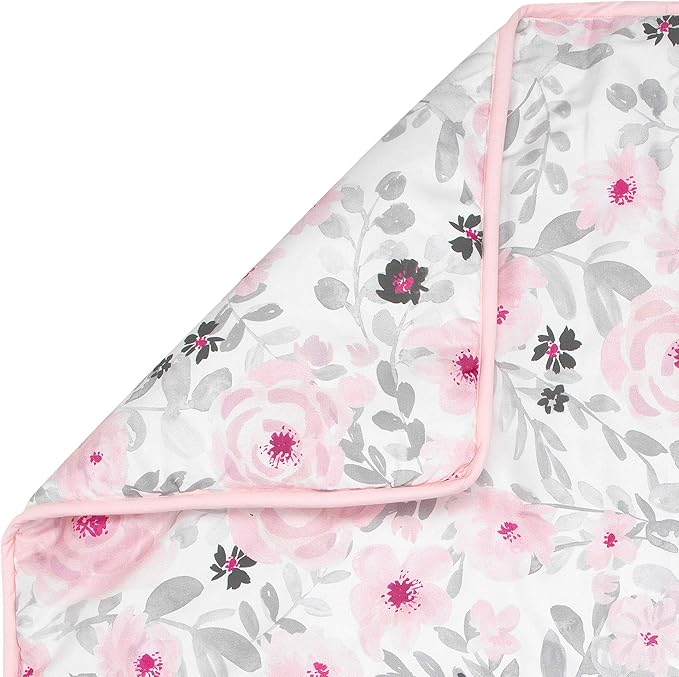 Bedtime Originals Blossom Pink Watercolor Floral 3-Piece Baby Crib Bedding Set-CubbioJoy