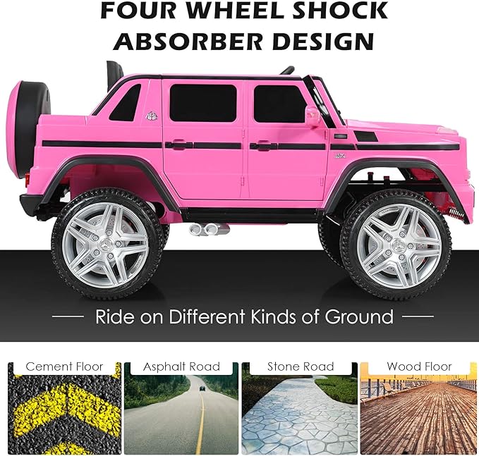 Costzon Ride on Car, Licensed Mercedes-Benz Maybach, 12V Battery Powered Vehicle Toy w/ 2 Motors, Remote Control, 3 Speeds, Lights, Horn, Music, Aux, Storage, Truck, Electric Car for Kids (Pink)-CubbioJoy