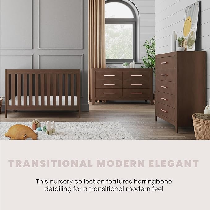 Child Craft Kieran 3 in 1 Convertible Crib, Baby Crib Converts to Day Bed, Toddler Bed, 3 Adjustable Mattress Positions, Non-Toxic, Baby Safe Finish (Toasted Chestnut)-CubbioJoy