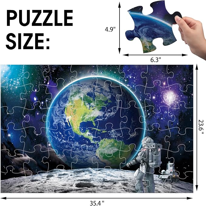 Jumbo Floor Puzzle for Kids Ages 4-8,Space Earth Jigsaw Puzzles,48 Piece Astronaut Large Puzzles for Toddler Ages 3-5,Preschool Learning Planets Earth Toys Christmas Birthday Gift for Boys Girls-CubbioJoy