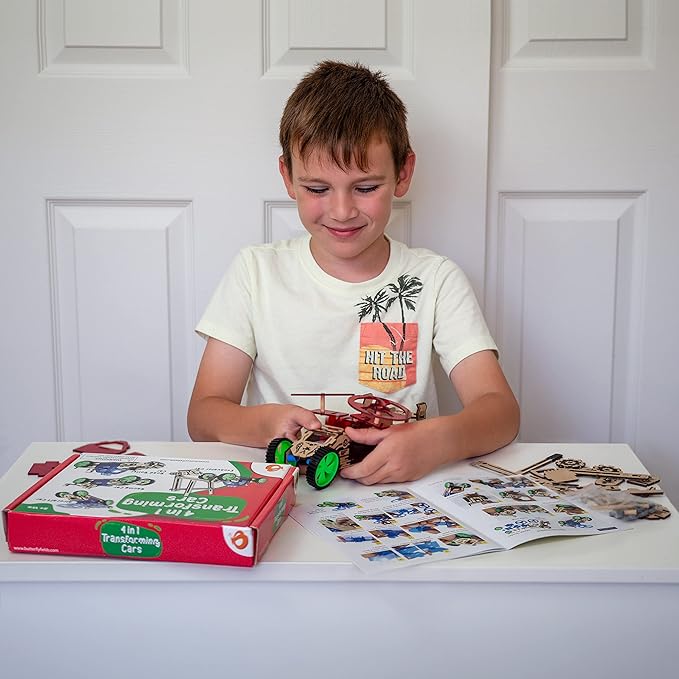 ButterflyEdufields 4in1 STEM Building Car Kits for Kids - DIY 3D Wooden Puzzle Toys, Educational STEM Gifts for Ages 6 to 12-CubbioJoy