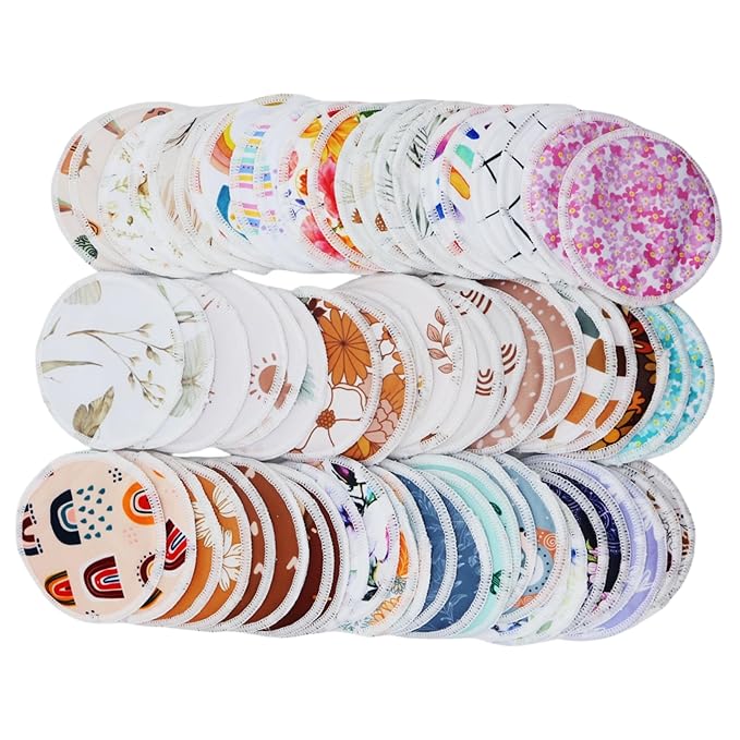8 pcs(4 Pairs) Random Prints Breast Pads for Nursing Mothers, Reusable and Washable with 1 Bag(8 pcs randomprints with1 Bag)-CubbioJoy