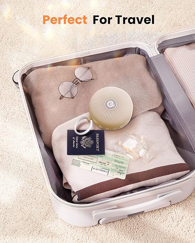 Dreamegg White Noise Machine - Portable Sound Machine for Baby Adult, Features Powerful Battery, 21 Soothing Sound, Noise Canceling for Office,Sound Therapy for Home,Travel, Registry Gift, Light Khaki-CubbioJoy