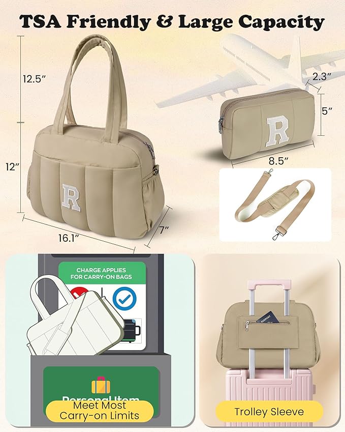 Birthday Gifts for Women-Monogram Duffle Bag, Weekender Bags for Women，Overnight Bag with Wet Pocket，Lightweight Travel Bags Personalized Gym Tote with Makeup Pouch-CubbioJoy