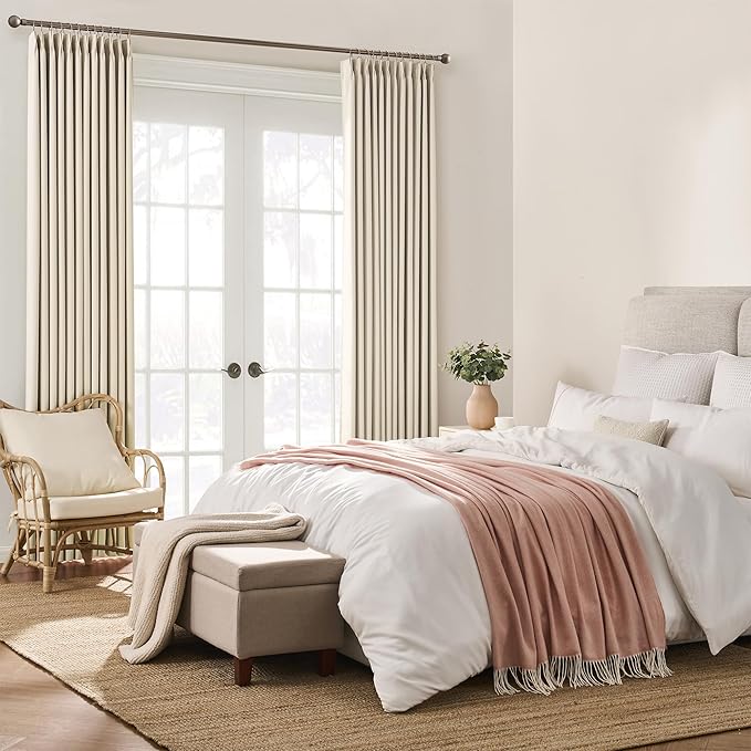 KEQIAOSUOCAI Cream Beige Blackout Curtains 105 Inches Long, Privacy Window Drapes for Living Room/Dining Room/Bedroom, 72 Inch Wide x 105 Inch Long, Pinch Pleat with Hooks, 2 Panels-CubbioJoy