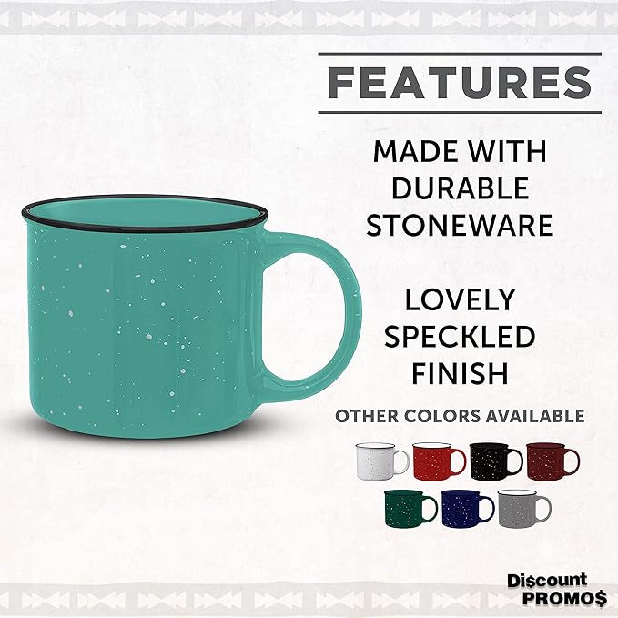 DISCOUNT PROMOS Ceramic Campfire Coffee Mugs 13 oz. Set of 10, Bulk Pack - Perfect for Tea, Espresso, Cappuccino, Hot Cocoa - Mint-CubbioJoy