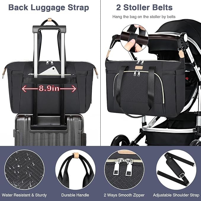 ITIEZY Diaper Bag Tote for Baby - Large Mommy Bag with Portable Changing Pad Pacifier Case, Hospital Bags Travel Baby Bag-CubbioJoy