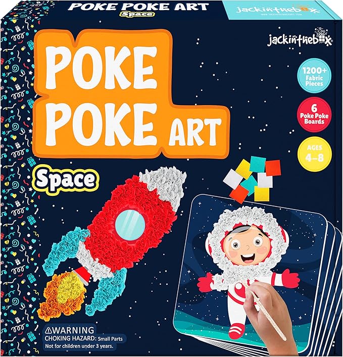 jackinthebox Poke Poke Art for Kids – Space Theme, Mess-Free Fabric Art and Craft, Flower Pressing Kits, Gift for Kids, Toys for Girls and Boys Ages 4 5 6 7 8-CubbioJoy