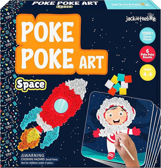jackinthebox Poke Poke Art for Kids – Space Theme, Mess-Free Fabric Art and Craft, Flower Pressing Kits, Gift for Kids, Toys for Girls and Boys Ages 4 5 6 7 8-CubbioJoy