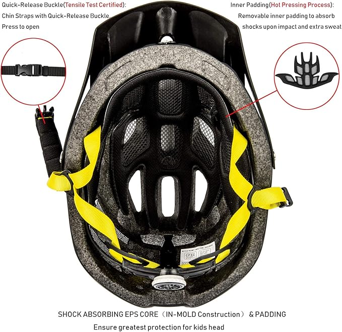 Kids Bike Helmet, SIFVO Kids Helmet 8+ Boys and Girls Bike Helmet with Cool Visor, Bike Helmets for Kids, Youth Bike Helmet Kids Mountain Bike Helmet Lightweight and Sturdy【55-58cm】-CubbioJoy