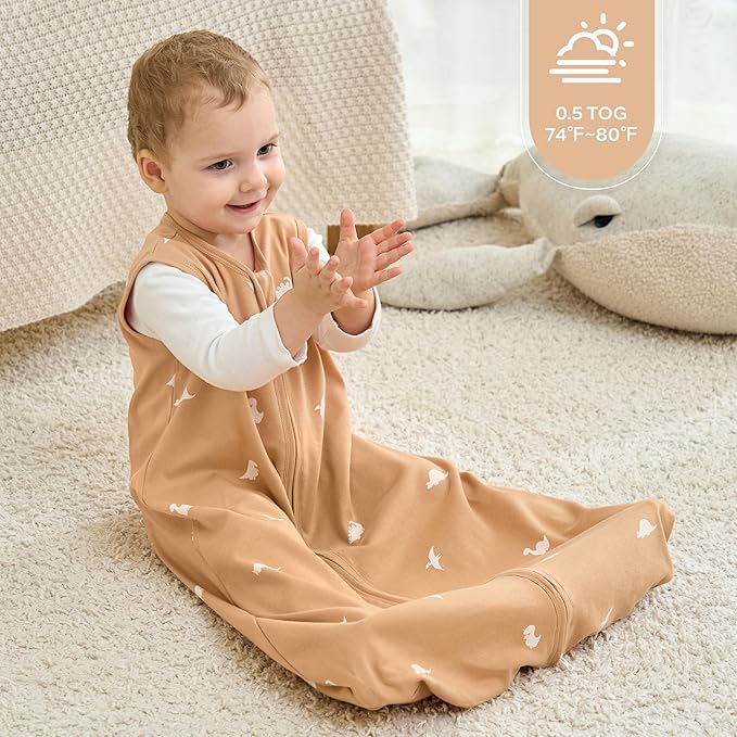 JELLYMONI Baby Sleep Sack 0-6 Months, 100% Cotton 3 Pack 0.5 TOG Baby Wearable Blanket Infant Sleep Sack with 2-Way Zipper Newborn Sleep Sacks-CubbioJoy