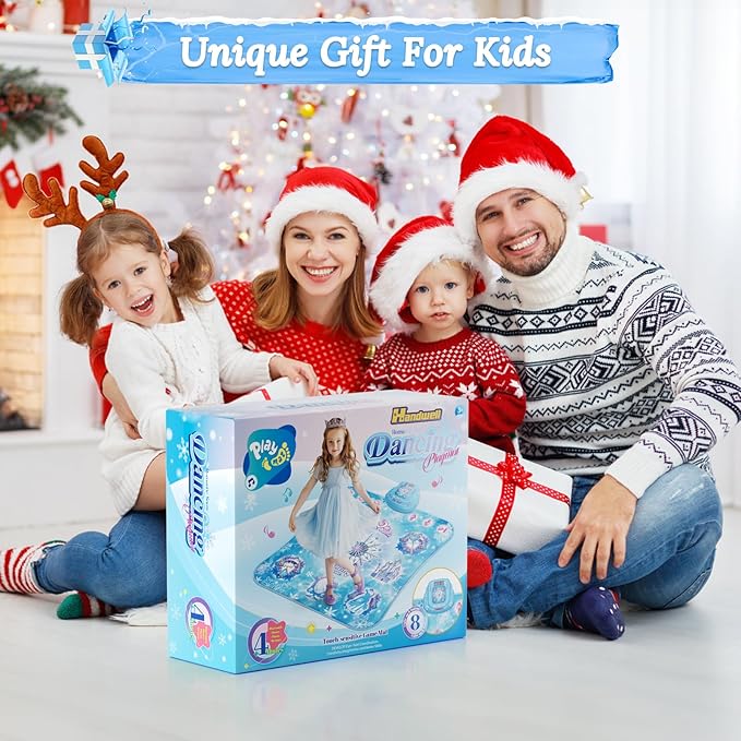 Dance Mat Toys Girl Gift: 8-Button Frozen Dance Pad Wireless Bluetooth Electronic Dance Game for Kids with 4 Game Modes LED Light Built-in Music Birthday Gifts for 3 4 5 6 7 8 9 10+ Years Old Girls-CubbioJoy