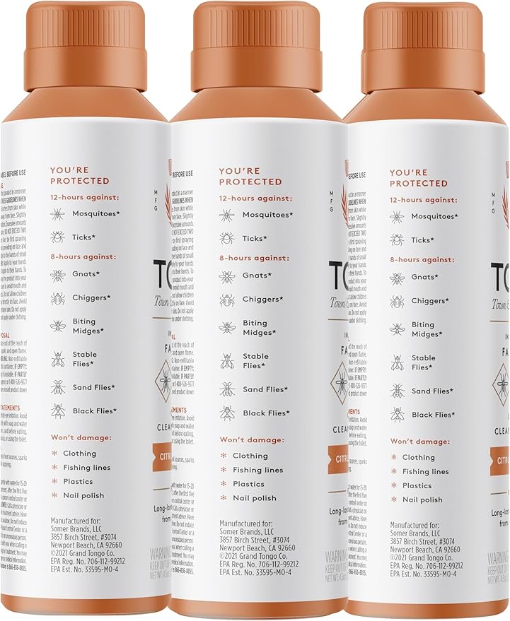 Citrus + Sandalwood Insect Repellent, 12-Hour Mosquito & Tick Protection, Picaridin-Based, Water-Based, Lightweight, Quick-Drying, Vanishing Scent, DEET Alternative, Face & Body Use,3 Pack-CubbioJoy