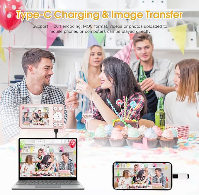 4K Digital Camera for Teens, FHD 64MP Digital Camera for Kids with 64GB SD Card, 18X Digital Zoom Cameras for Photography, Point and Shoot Video Camera for Kids, Pink-CubbioJoy