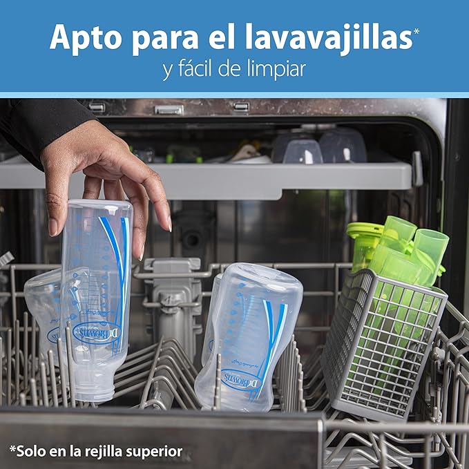 Dr. Brown's Natural Flow Anti-Colic Options+ Wide-Neck Baby Bottles 9 oz/270 mL,with Level 1 Slow Flow Nipple,4 Count,0m+-CubbioJoy