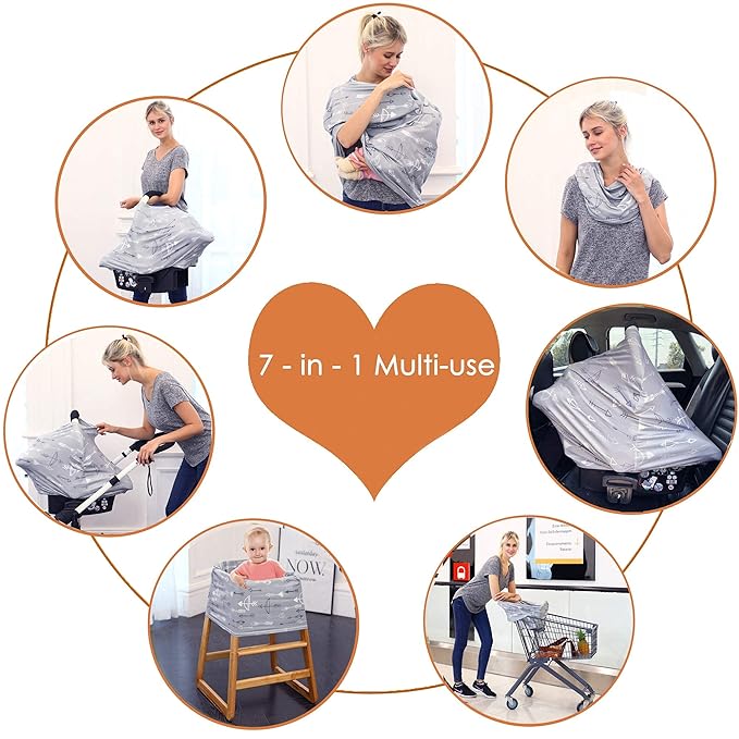 Breastfeeding Cover Carseat Canopy - Multi Use Car Seat Covers for Babies, Infant Stroller Cover, Baby Shower Gifts for Boys and Girls-CubbioJoy