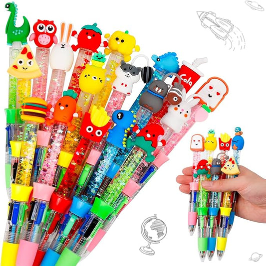 20Pcs Multicolor Pens in One 4-in-1 Cute Pens Bulk for Kids, Ballpoint Pen for Birthdays and Children's Parties, Fun Gifts Assorted Ink Kawaii Pen-CubbioJoy