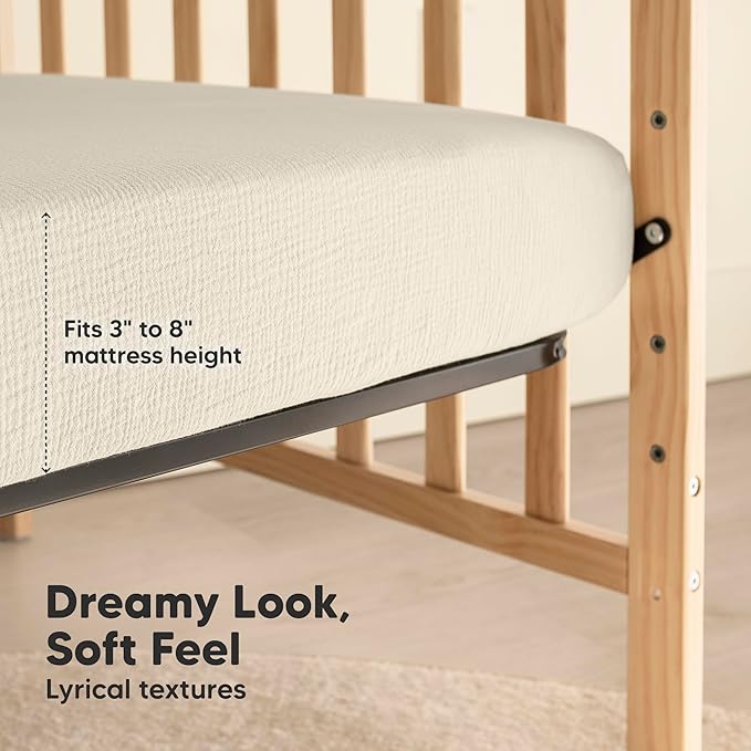 KeaBabies 2-Pack Muslin Crib Sheets for Boys, Girls - 100% Organic Cotton Fitted Baby Crib Mattress Sheet, Soft Breathable Standard Toddler Bed Cover Bedding Set, Neutral, Durable 52x28 (Greige)-CubbioJoy