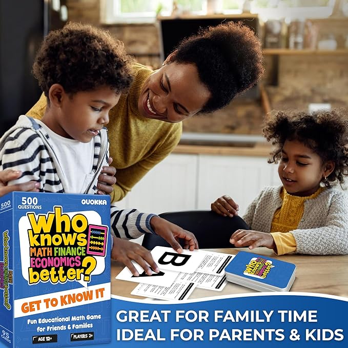 Board Games for Kids 8-12 and Family - STEM Card Game for Kids Age 12+ - Who Knows Math Finance Economics Better? - Educational Quiz with 500+ Questions - Great for Learning and Game Night-CubbioJoy