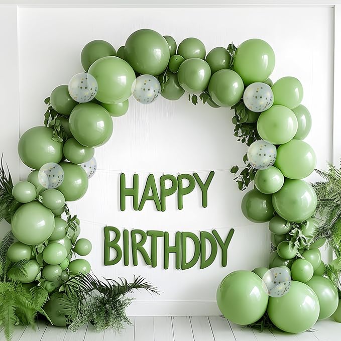 JOYIN 150 Pcs Sage Green Balloons, Different Sizes 18 12 10 5 Inch Sage Green Latex Balloon Arch Kit with Instruction for Birthday Party Graduation Wedding Holiday Decoration-CubbioJoy