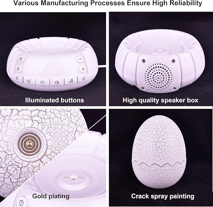 Dragon Egg Alarm Clock with Sunrise Simulation, Wireless Bluetooth Speaker, Portable Touch Control Dragon Egg Night Light, 20 Soothing Sounds, Unique Gift for Kids Adults, Home Desk Decor-CubbioJoy