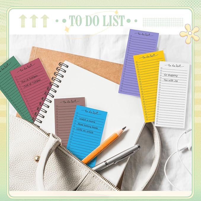 Censen 10 Pack 500 Sheets To Do List Notes Daily Checklist Notepads with 50 Sheets Each Undated Color Memo Pad Block Shopping List Pad Weekly Plan Notepad Organizer Planners(Assorted Color,Lined)-CubbioJoy