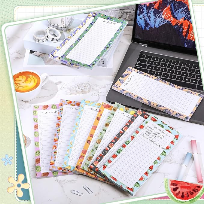 Censen 10 Pack 500 Sheets To Do List Notes Daily Checklist Notepads with 50 Sheets Each Undated Color Memo Pad Block Shopping List Pad Weekly Plan Notepad Organizer Planners(Fruit Color,Lined)-CubbioJoy