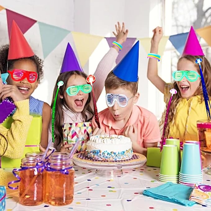 272 PCs Glow Party Supplies, 24 Foam Glow Sticks, 24 LED Glasses and 200 Glow Sticks ＆ Bracelets, 12 Glow sticks headband 12 Fiber Optic Hair Light，Glow Neon Party Favors for Wedding, Concert, Raves-CubbioJoy