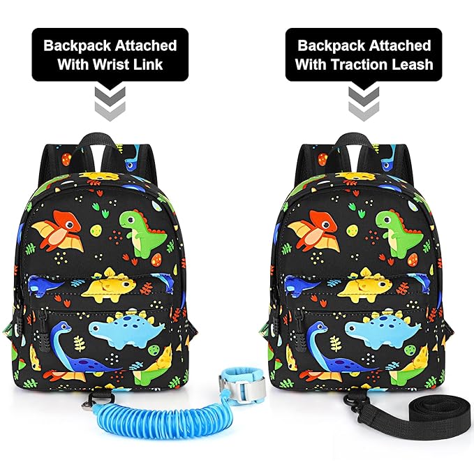 Accmor Toddler Backpack Leash, Cute Kids Backpack with Anti Lost Wrist Link, Mini Child Backpack Leash Baby Walking Harness for Travel, Small Dinosaur Backpack Tether for Boys Ages 1-3-CubbioJoy