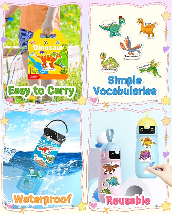 Benresive Reusable Sticker Books for Kids 2-4, Sticker Books for Toddlers 1-3 2-4, Toddler Travel Toys Activities Crafts Gifts - Dinosaur-CubbioJoy