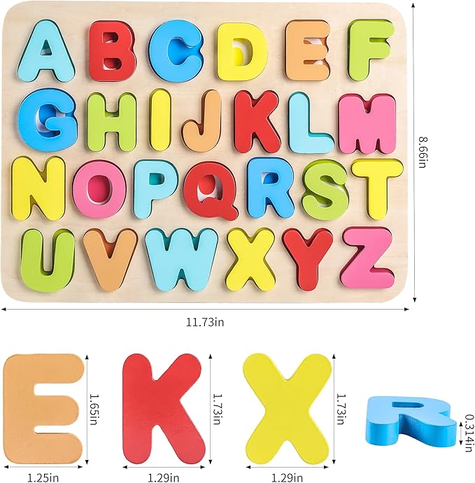 Aile Toddler Wooden Preschool Learning Alphabet Peg Puzzle Board Toys-CubbioJoy