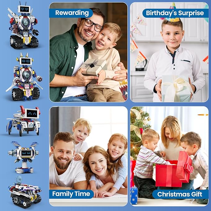 5-in-1 STEM Robot Building Kit for Kids Ages 8-16, Remote & App Controlled, Rechargeable Engineering Learning DIY Coding Toy, Educational Building Blocks Gift for Girls & Boys (603 PCS)-CubbioJoy