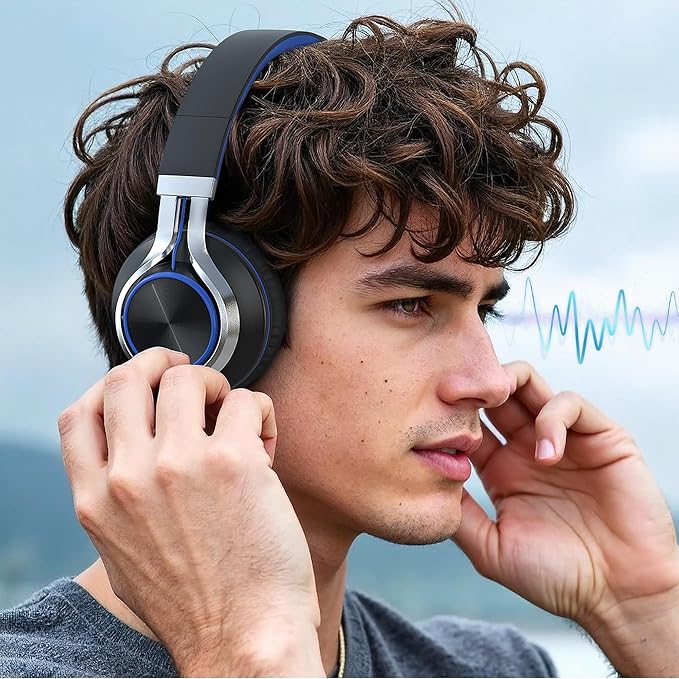 AILIHEN C8 USB-C Headphones Wired - Kids Headphones with Microphone & Volume Control, Foldable Stereo Sound Tangle-Free Type C Cord, Compatible with Cellphone, Laptop, PC (Black Blue)-CubbioJoy