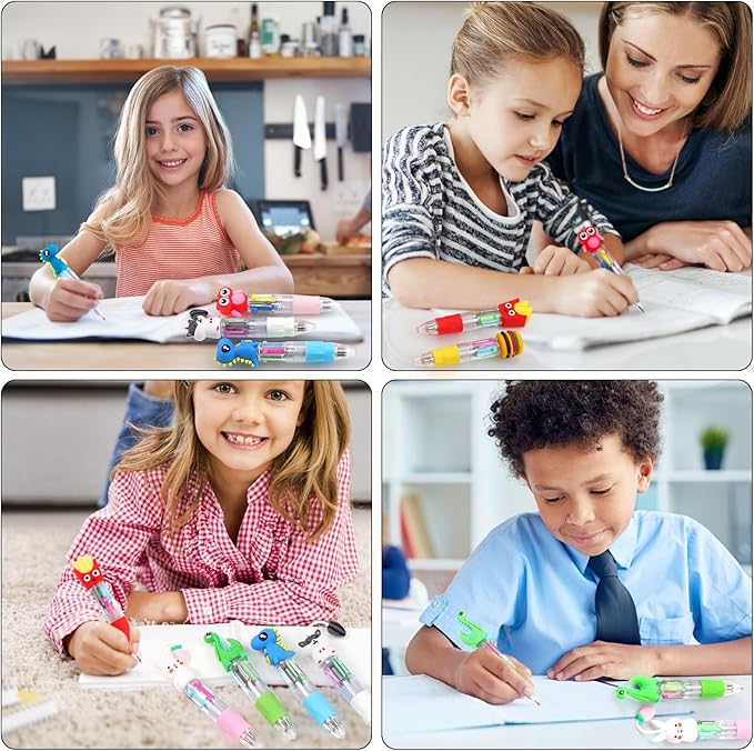 12Pcs Mini Multicolor Pens in One 4-in-1 Cute Pens Bulk for Kids, Ballpoint Pen for Birthdays and Children's Parties, Fun Pen Gifts Assorted Ink Kawaii Pen-CubbioJoy