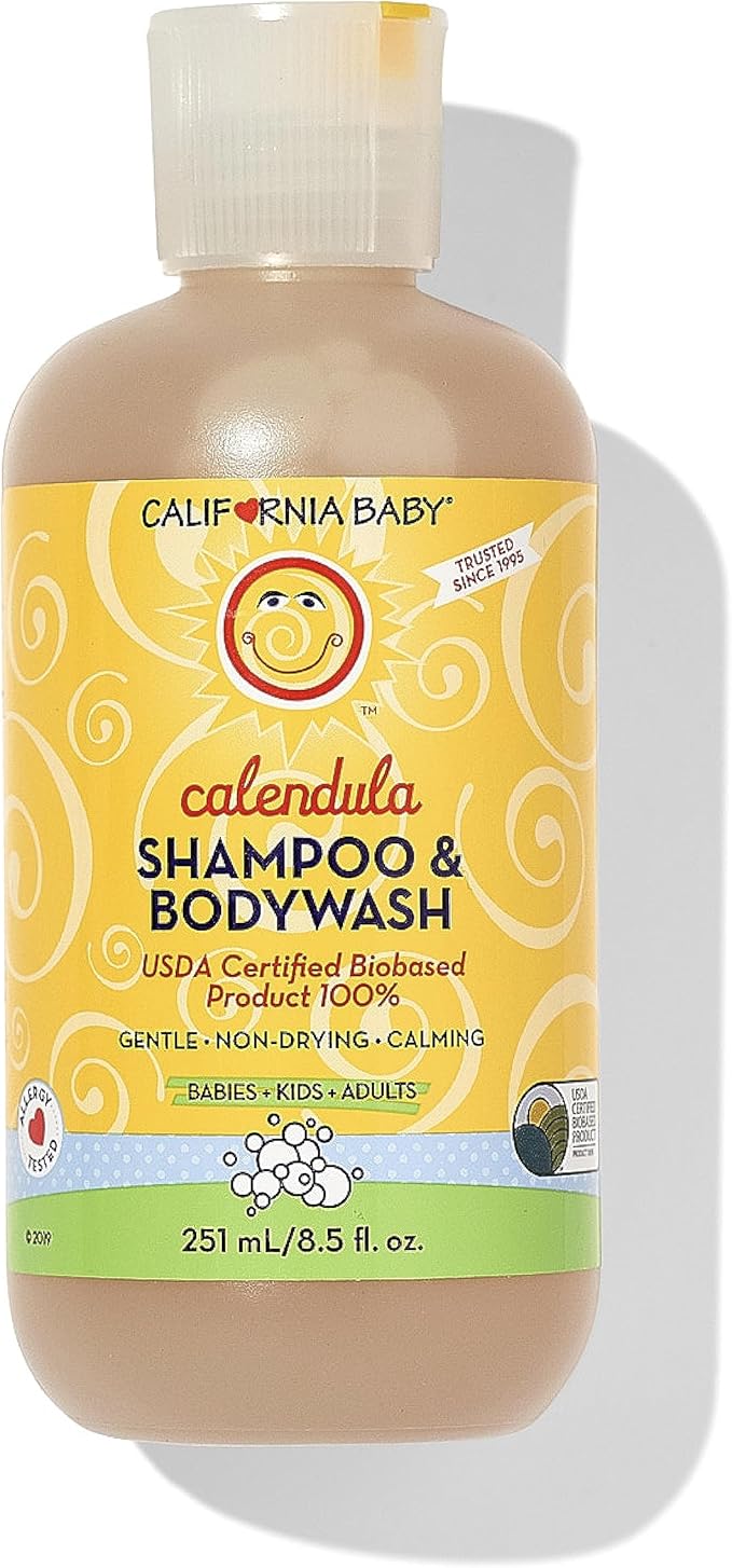 California Baby Calendula Shampoo and Body Wash - Allergy tested Baby Soap and Toddler Shampoo, for Dry, Sensitive Skin, 100% Plant-Based - USDA Certified, 251 mL / 8.5 fl. oz. (Pack of 1)-CubbioJoy