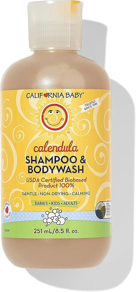 California Baby Calendula Shampoo and Body Wash - Allergy tested Baby Soap and Toddler Shampoo, for Dry, Sensitive Skin, 100% Plant-Based - USDA Certified, 251 mL / 8.5 fl. oz. (Pack of 1)-CubbioJoy