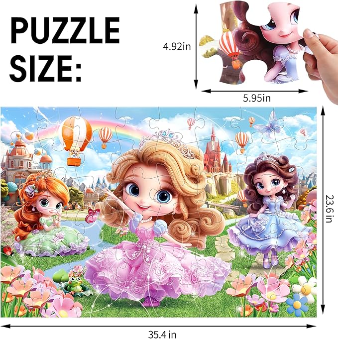 Jumbo Floor Puzzle for Kids,48 Piece Princess Large Jigsaw Puzzles,Puzzle for Toddler Ages 3-5,Preschool Educational Intellectual Development Toy Gift for Boys & Girls Ages 4-8-CubbioJoy