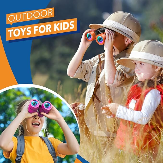 3-8 Year Old Boy Girl Toys: LET'S GO! Shockproof Binoculars for Kids Bird Watching 3 4 5 6 7 Year Old Boys Girls Outdoor Travel Toy for Kid Ages 4-7 Toddler Toy Binoculars-CubbioJoy