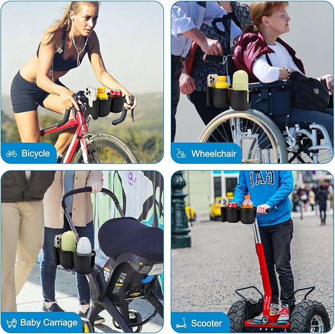 Accmor Stroller Cup Holder with Phone Holder, Bike Cup Holder, Universal Cup Holder for Uppababy Nuna Doona Strollers, 2-in-1 Cup Phone Holder for Stroller, Bike, Wheelchair, Walker, Scooter-CubbioJoy