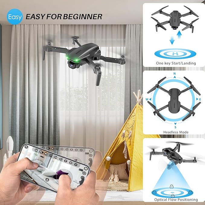 Drone With Camera 1080P for Kids And Adults, RC Quadcopter with Altitude Hold, Mini Drone With One Key Start, Waypoint Fly, Headless Mode, 3D Flip, 3 Speeds, Remote Control Drone for Beginners-CubbioJoy