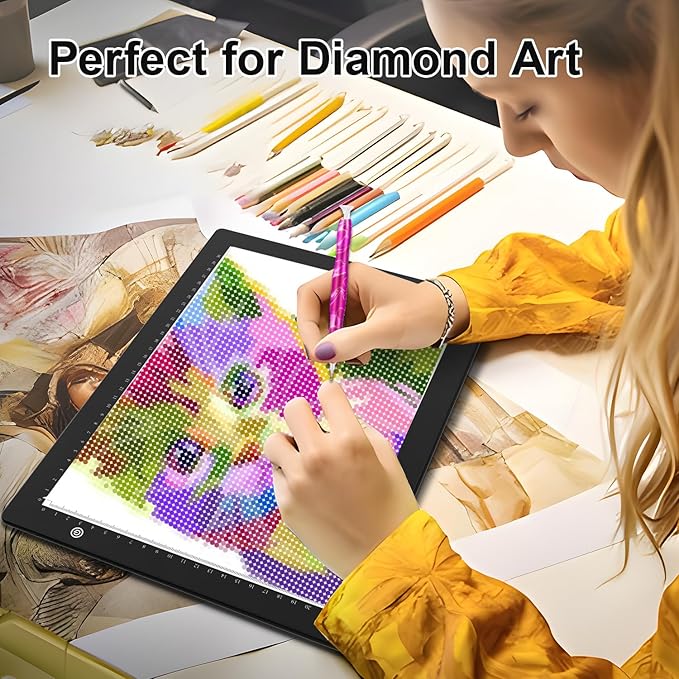 A4 Light Box for tracing,Ultra-Thin Magnetic led Light pad for Drawing,Stepless dimming lightbox for Sketching,Tattoo, Light Table for Artists,Diamond Painting,X-ray Viewing-CubbioJoy