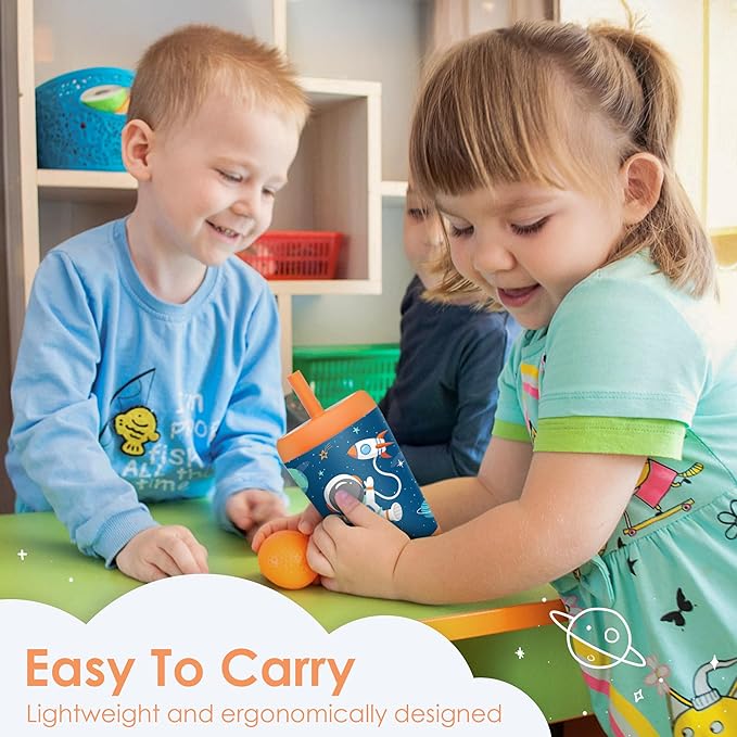 Kid Insulated Stainless Steel Tumbler with Silicone Straw, 12oz Sippy Cup for Kids (Astronaut)-CubbioJoy