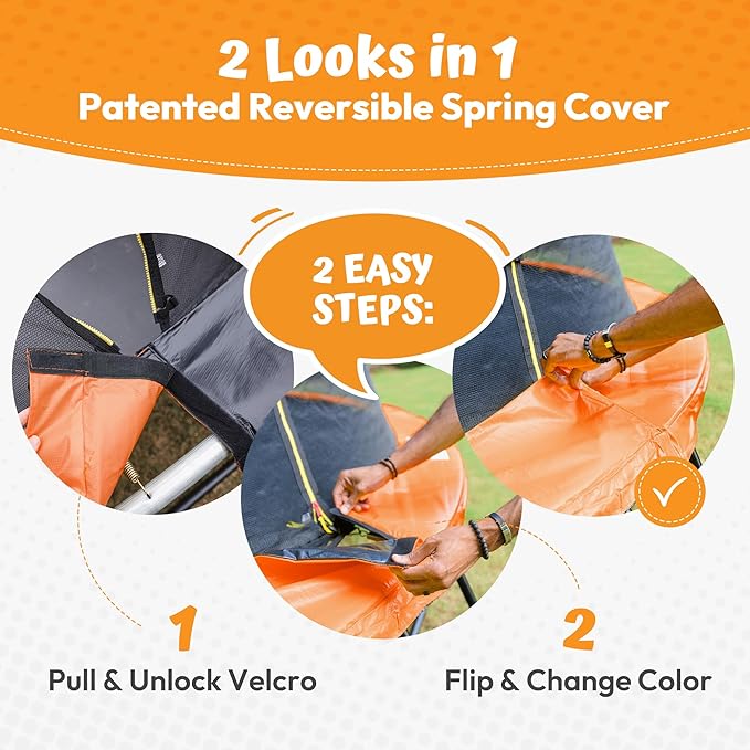 JUMPZYLLA Trampoline Outdoor 8FT 10FT 12FT 14FT 15FT 16FT with Enclosure and Ladder, ASTM Approved Recreational Trampoline for Kids and Adults, Anti-Rust Coated Frame-CubbioJoy