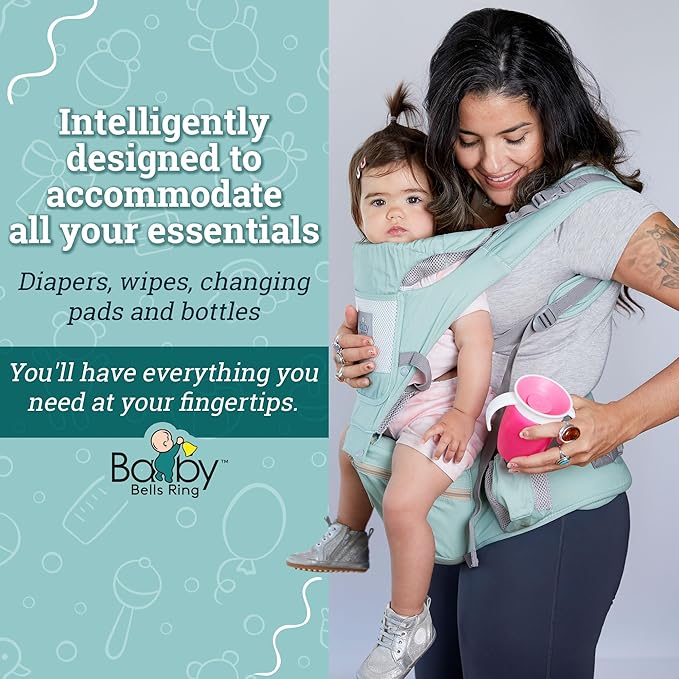 Baby Carrier - 6-in-1 Ergonomic Soft Carrier with Hip Seat and Large Storage, Front and Back Positions, Adjustable Waist Up to 43 Inches, for Infants Aged 2-36 Months, Weighing 6-45 lb-CubbioJoy