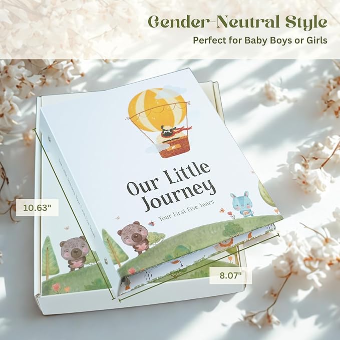 Baby Memory Book Keepsake | Minimalist First 5 Years Baby Book & Photo Album for Baby Boy or Girl| Gender Neutral Baby Journal Scrapbook for Milestones (Modern)-CubbioJoy