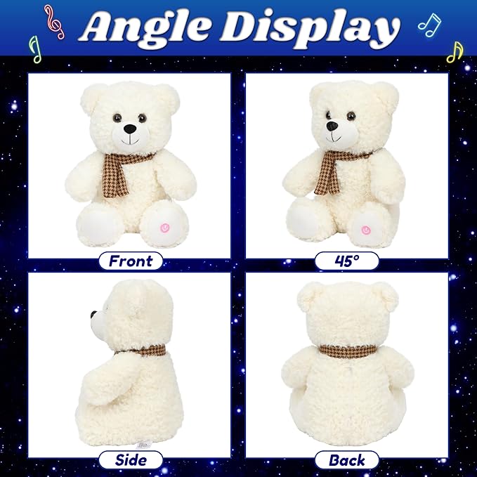 Cuteoy Glowing LED Bear Light-up Nightlight Toys Musical Plush Stuffed Animal Singing Lullabies Birthday Christmas Plushies Gifts for Kids Boys Girls,10.5"-CubbioJoy