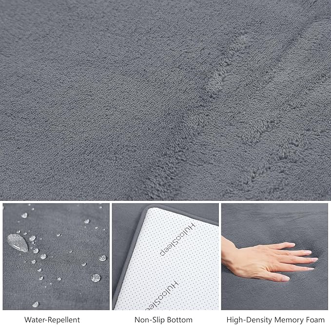 Baby Play Mat for Floor,1.3" Thick Elasti-Foam 50"×50" Playpen Mat for Tummy Time,Water Repellent Soft Coral Velvet for Toddler,Infant,Kids,Non-Slip Backing Safe for Crawling(Dark Grey)-CubbioJoy