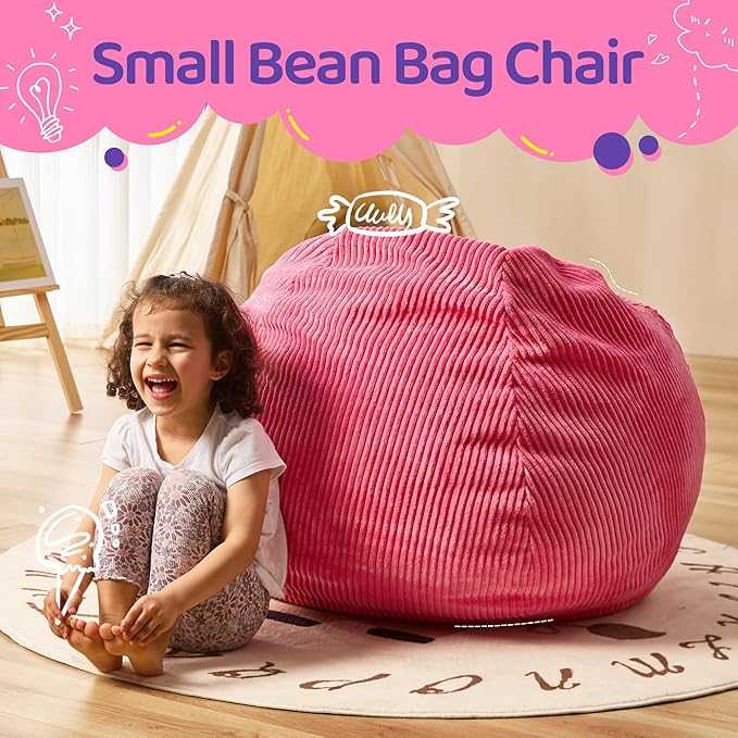 Bean Bag Chairs Teardrop Bean Bag Chair Beanbag Chair with Memory Foam Filled Machine Washable Cover for Living Room, Bedroom (Small,Pink)-CubbioJoy