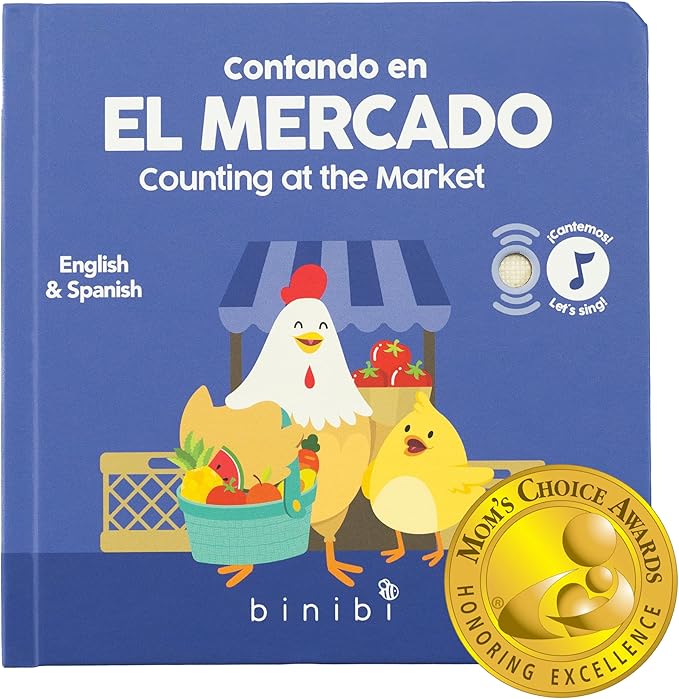 Binibi Spanish Musical Book - Counting at The Market | Bilingual Children's Book for Babies & Toddlers 1-3 | Libro en Espanol para Bebes-CubbioJoy