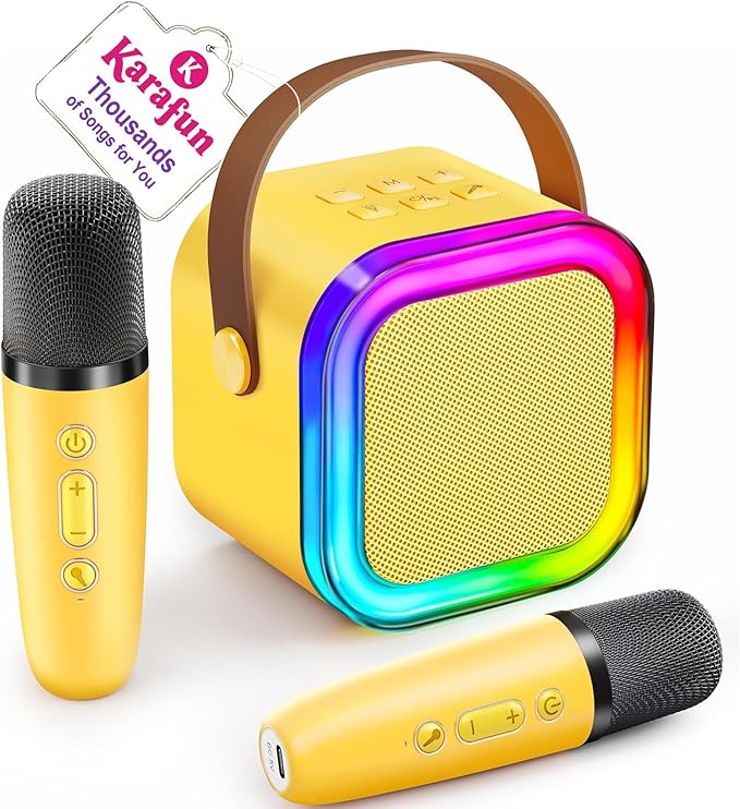 IROO Mini Karaoke Machine for Kids, 2025 TOP Toys Birthday Gifts Ideas for Girls Ages 4, 5, 6, 7, 8, 9, 10, 12+ Years Old, Portable MP3 Player with 2 Wireless Mics for Party-CubbioJoy